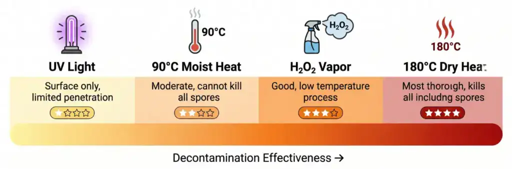 CO2 培養箱去汙方式比較 UV 濕熱 H2O2 高溫乾熱