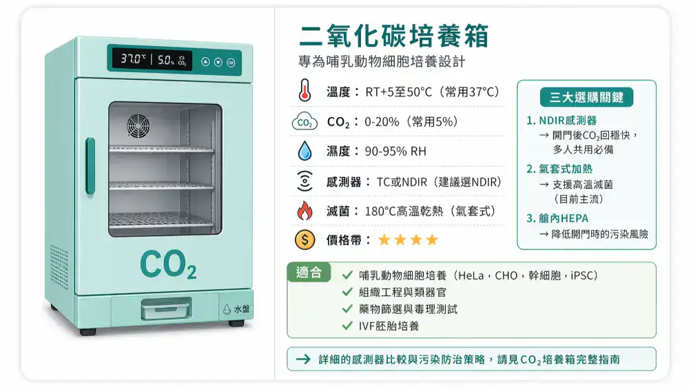 CO2培養箱規格功能卡 NDIR感測器選購關鍵