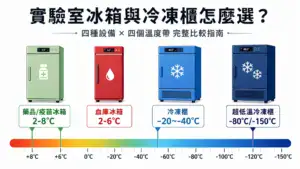 四種實驗室冰箱冷凍櫃選購比較指南精選圖 溫度帶對應