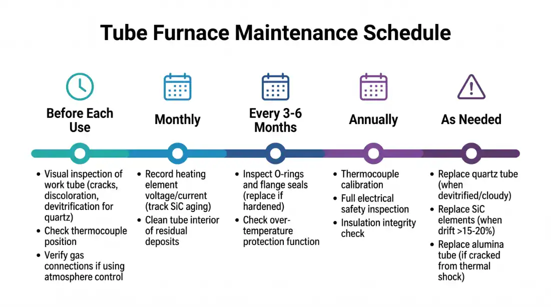 管狀高溫爐維護保養時間軸 每日每月每年檢查項目