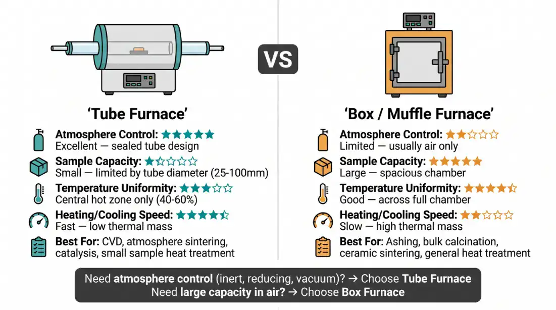 管狀高溫爐與箱型高溫爐規格比較資訊圖