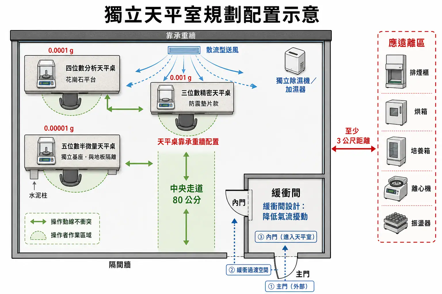 實驗室天平安裝環境規劃指南|振動、氣流、溫濕度、靜電、磁場五大干擾源解析 Balance Dedicated Room Layout Planning