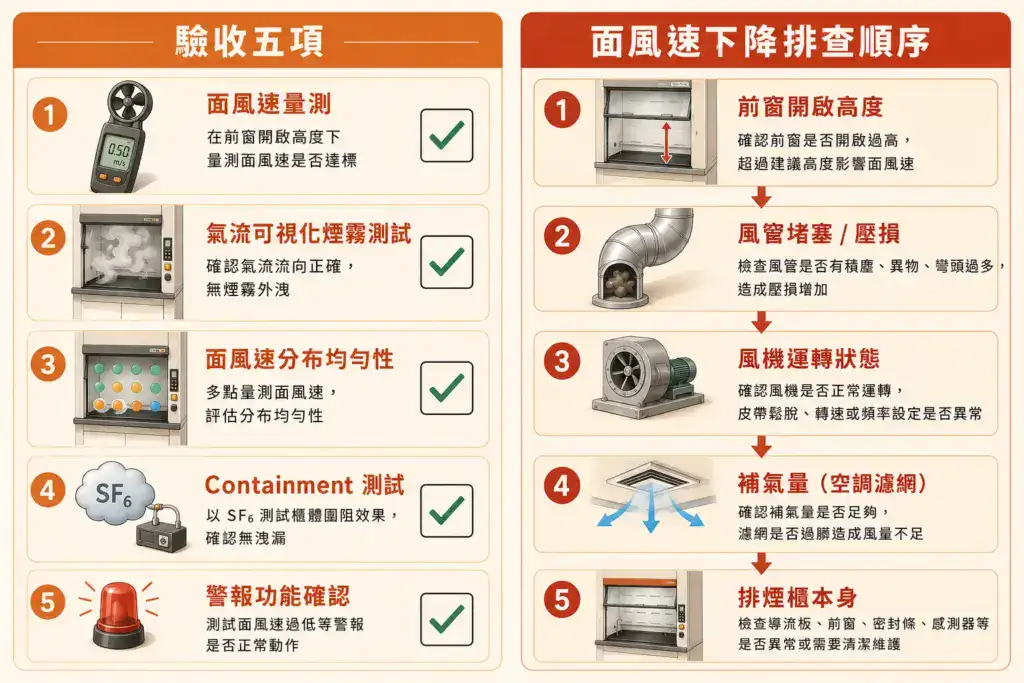 排煙櫃選型與通風系統整合指南 排煙櫃驗收五項檢核與面風速下降排查順序