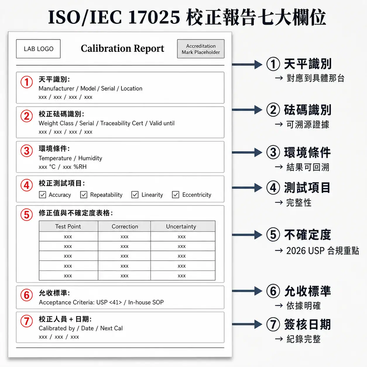 Iso 17025 Calibration Report Seven Fields